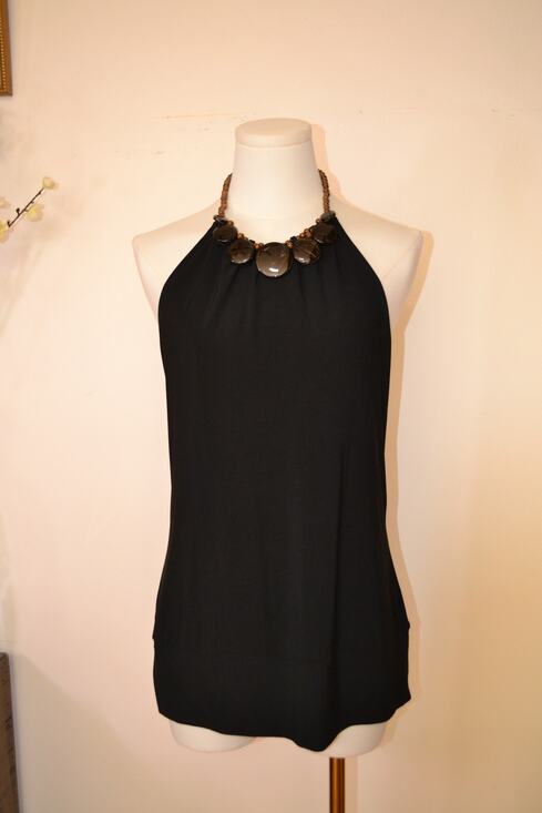 White House Black Market Tops - Vintage Y2K Backless Halter Going Out Top with Beaded Detailing Size Large